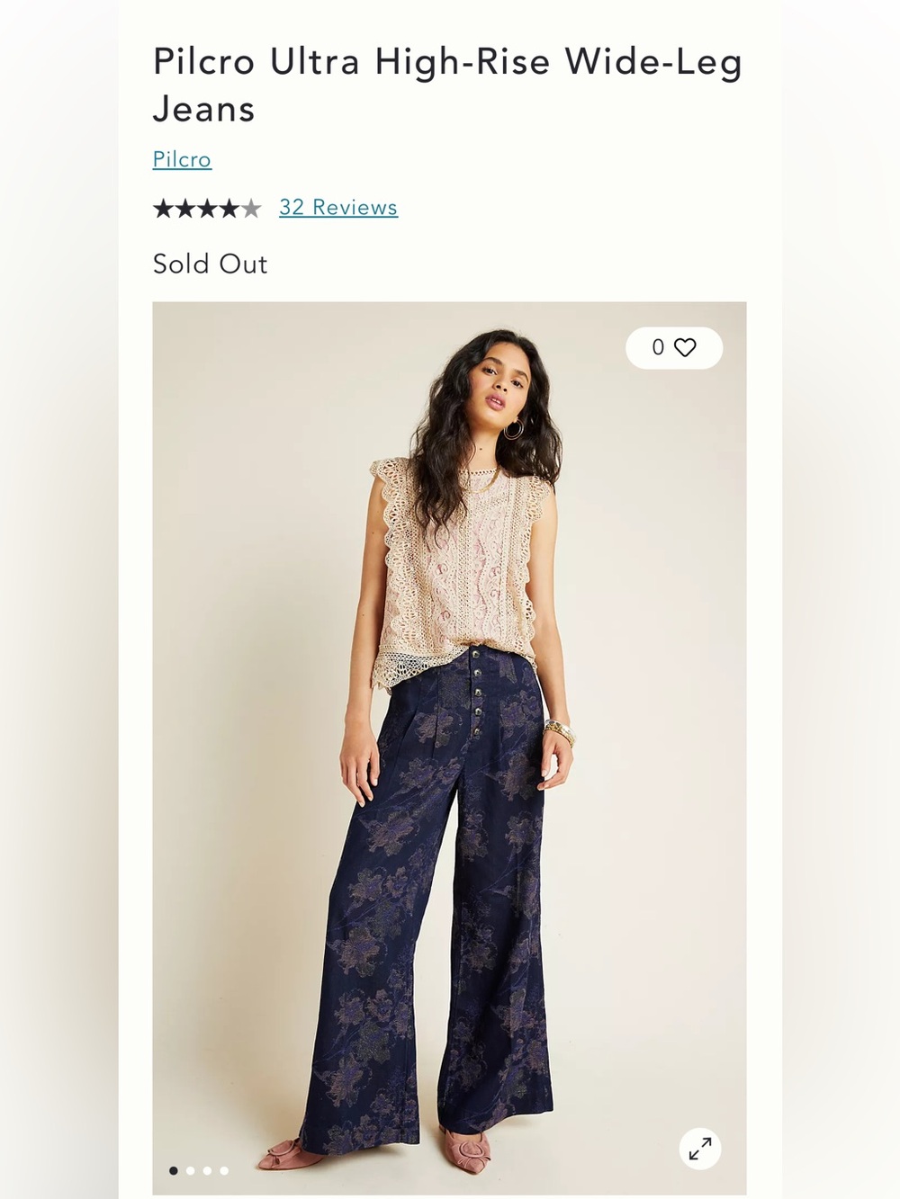 Anthropologie Pilcro Floral Tapestry Wide leg Brocade pants size 26 / small